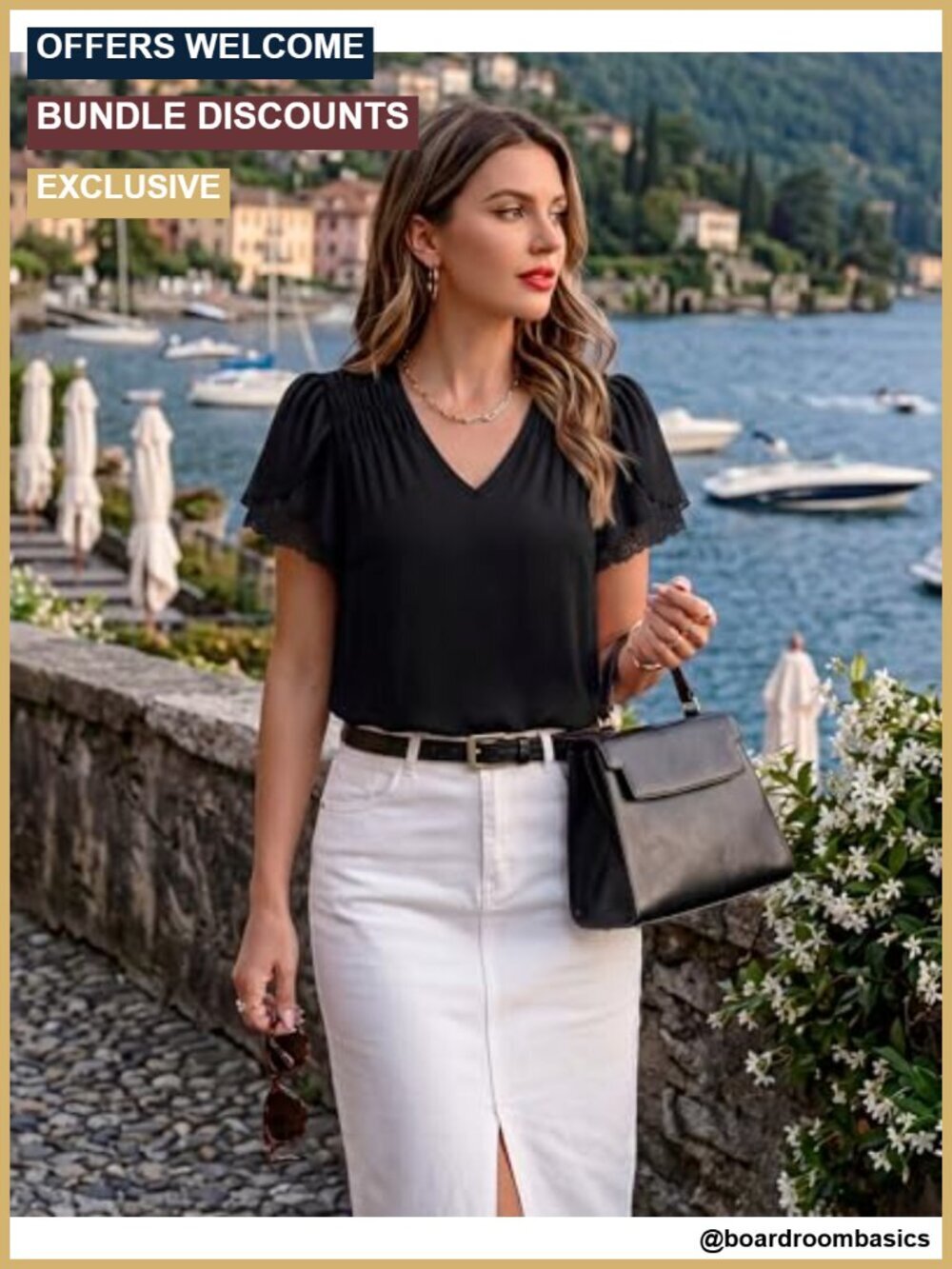 Lace Petal Short Sleeve Blouse V Neck Summer Top Work Office Shirt - Picture 3 of 6